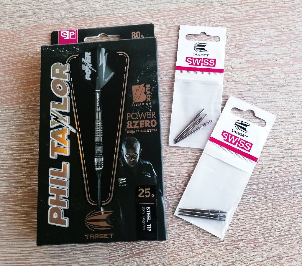 Phil Taylor Power 8-Zero SP 25 gram & 2 sets Swiss Points., Ophalen of Verzenden, Nieuw, Pijlen