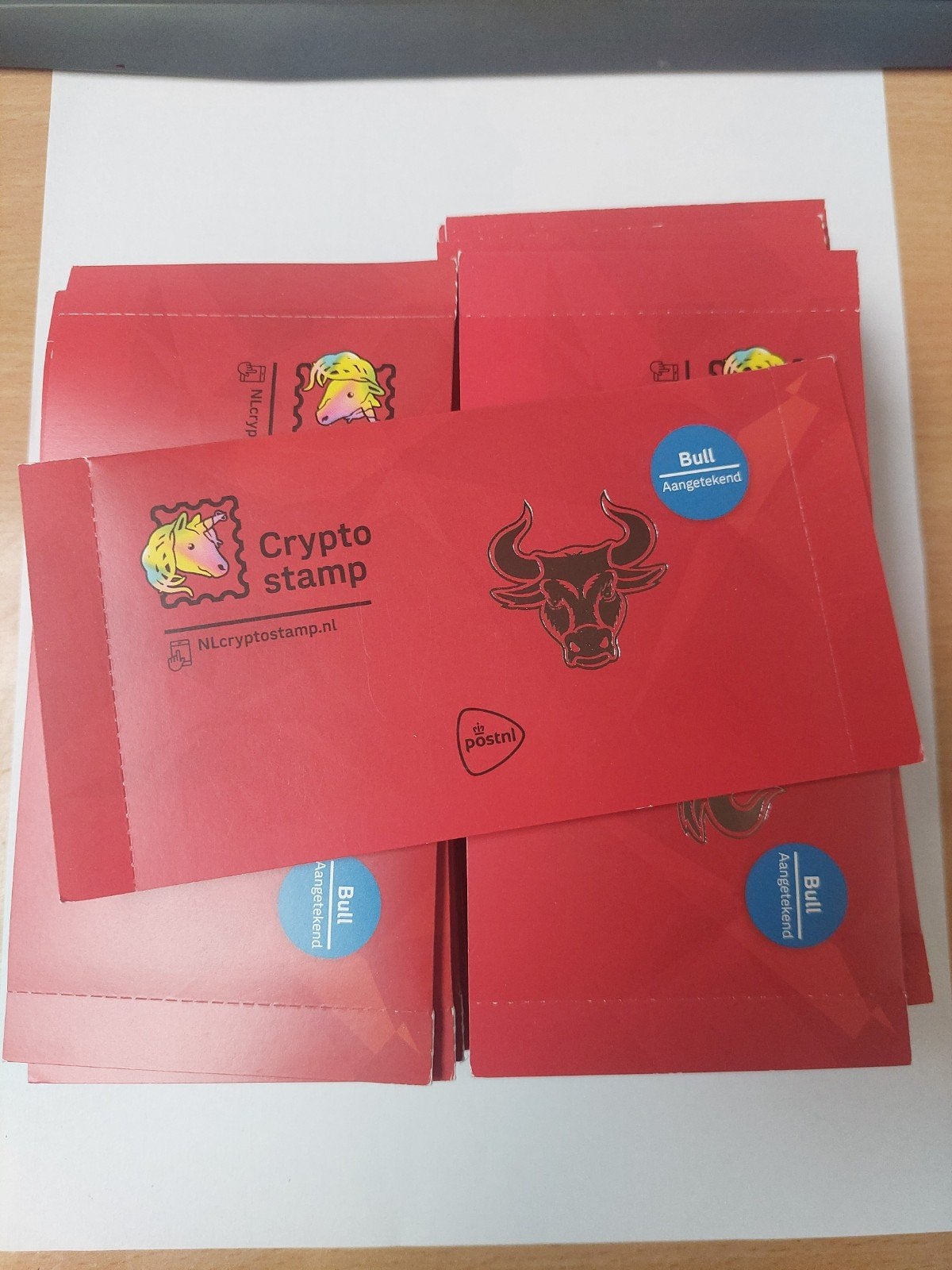 38x NL Crypto Stamp #1 Bull (Stier) – Geseald & Ongeclaimd, Ophalen of Verzenden, Na 1940, Postfris