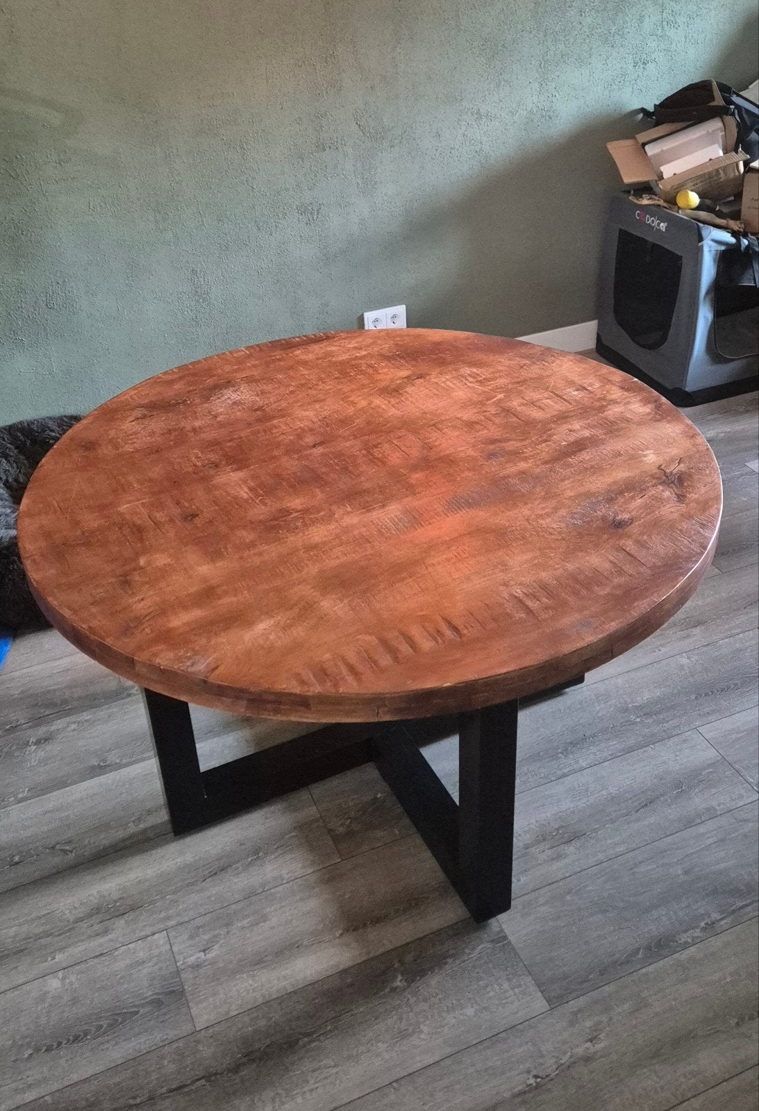 Ronde mangohouten eettafel 130 cm, Huis en Inrichting, Rond, Ophalen of Verzenden, Zo goed als nieuw, 100 tot 150 cm
