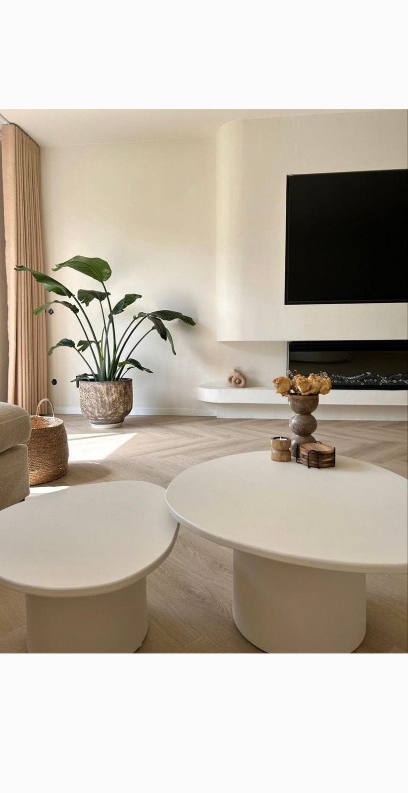 Handgemaakte salontafelset Pebble – beige – organische vor, Huis en Inrichting, Ophalen, Nieuw, 50 tot 100 cm, '