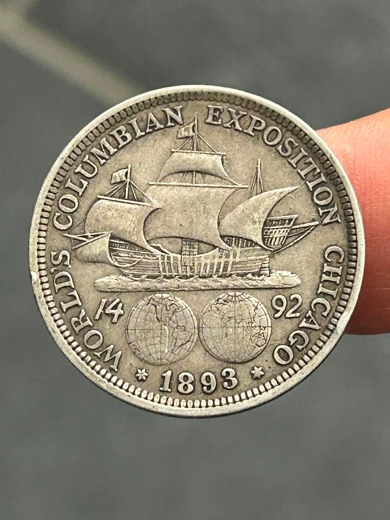 Zilveren 1/2 dollar 1893 Chicago (400 jaar Columbus), Postzegels en Munten, Ophalen of Verzenden, Noord-Amerika, Zilver