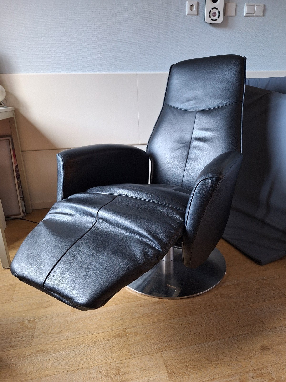 Leren relaxfauteuil - Zwart, draaibaar en verstelbaar