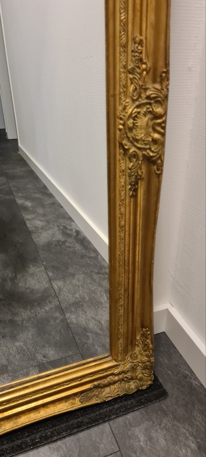 Grote gouden spiegel met barokke lijst, Ophalen, Zo goed als nieuw, 75 tot 100 cm, 150 tot 200 cm