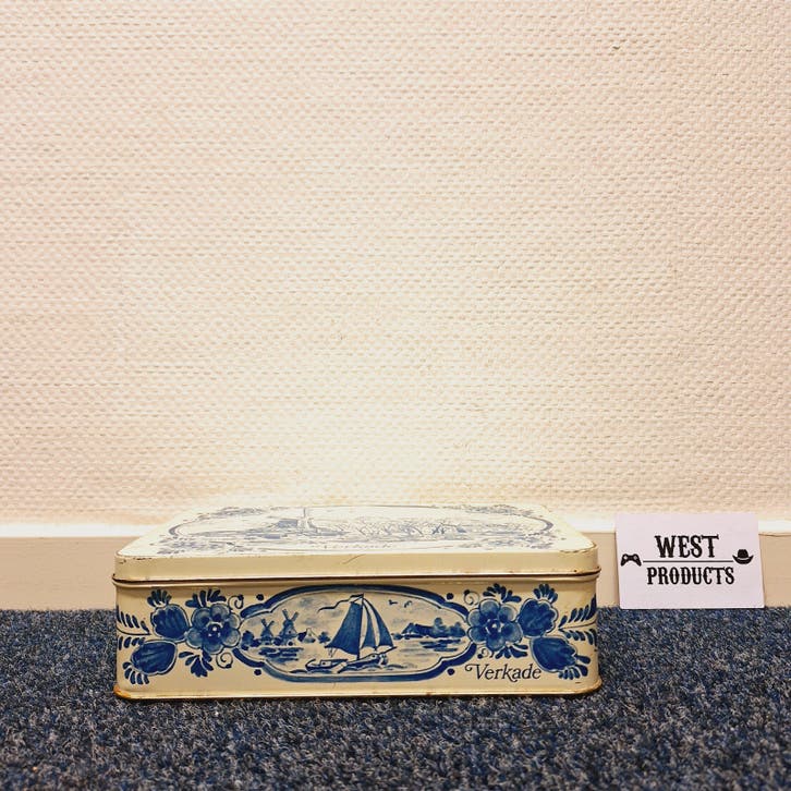 Vintage Verkade Koekblik (Delfts Blauw Decor)