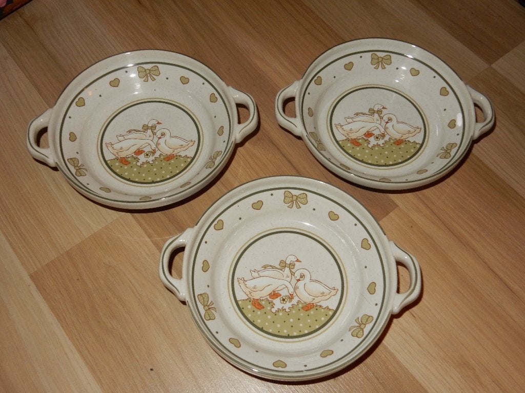 3x Pfalzkeramik Gansegluck schalen met handgrepen, te koop., Ophalen