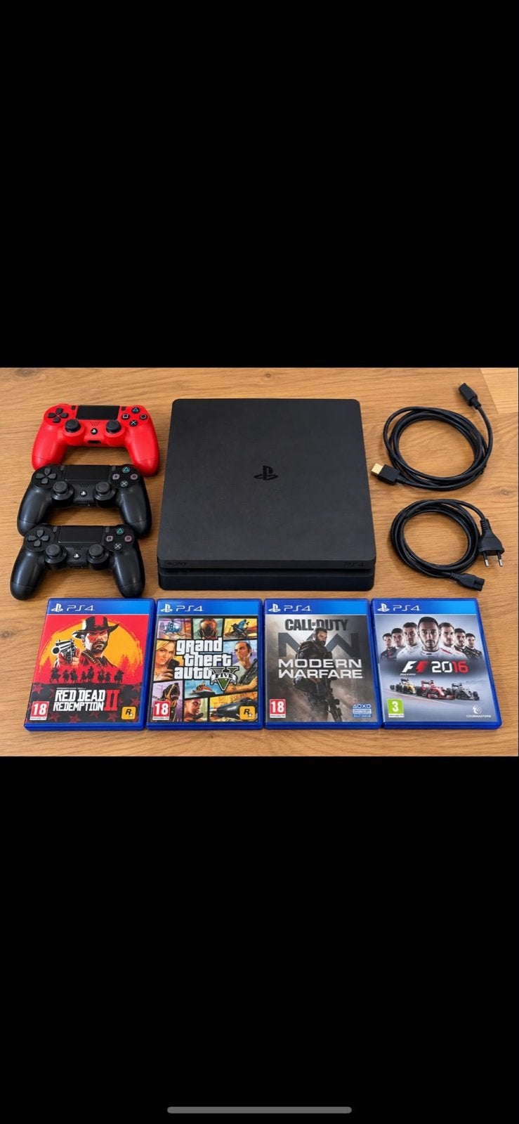 PlayStation 4 Slim met 3 controllers en 4 games, Ophalen of Verzenden, Zo goed als nieuw, Met 3 controllers of meer, Slim