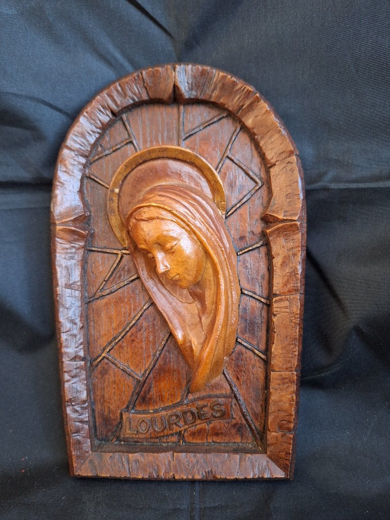 Vintage Wandreliëf Heilige Maagd Maria van Lourdes, Antiek en Kunst, Ophalen