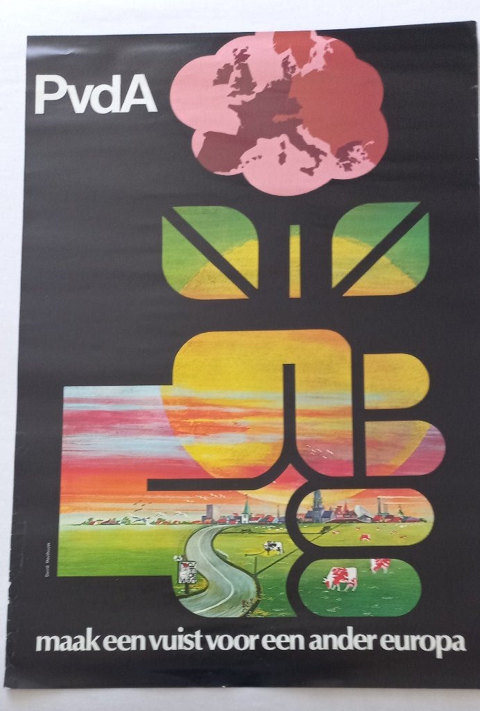 Poster PvdA, Rechthoekig Staand, Ophalen of Verzenden, Zo goed als nieuw, A1 t/m A3