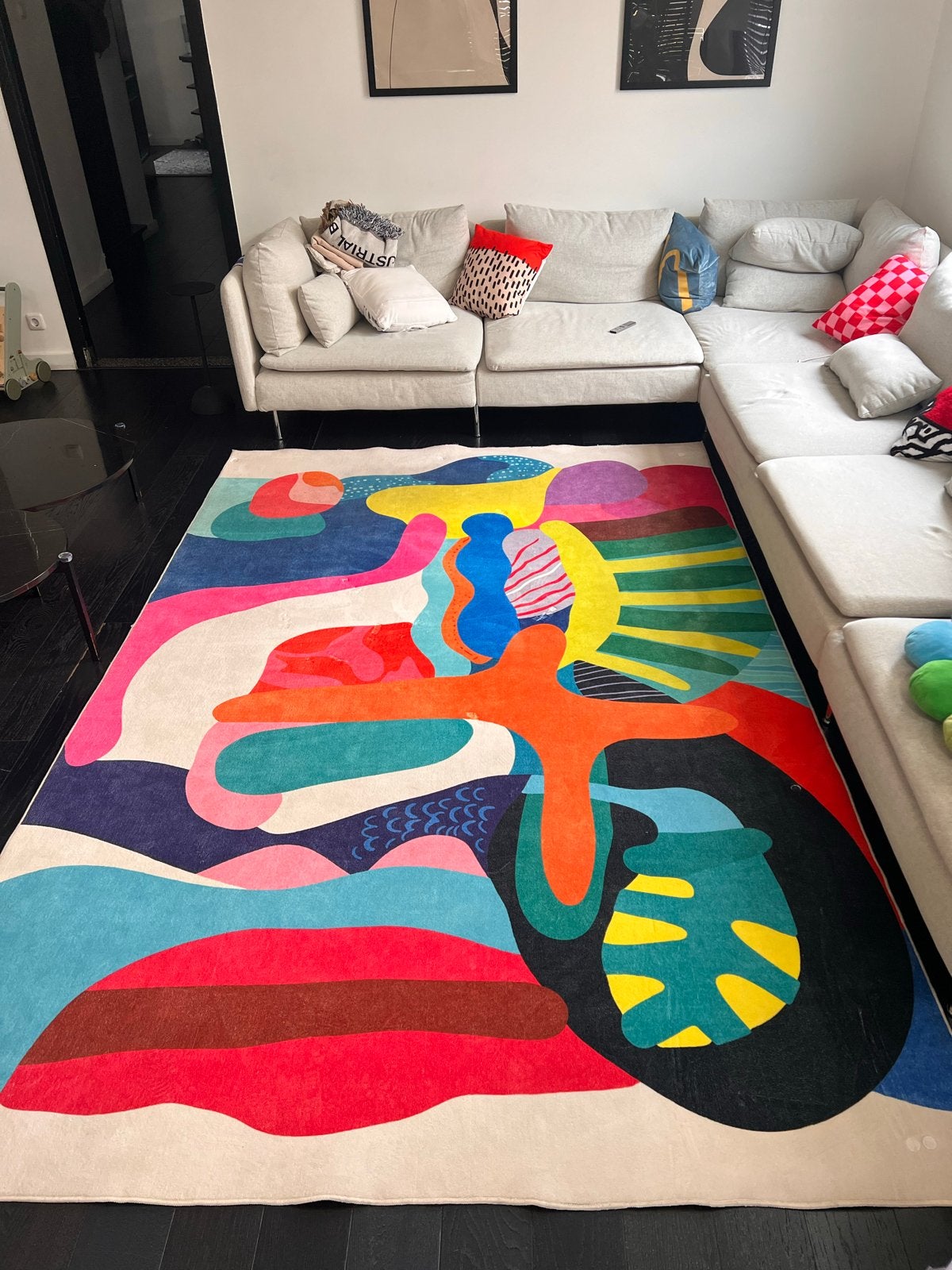 Dopamine stijl - Gekleurd vloerkleed met abstract design, Ophalen, Dopamine stijl, Beige, 200 cm of meer