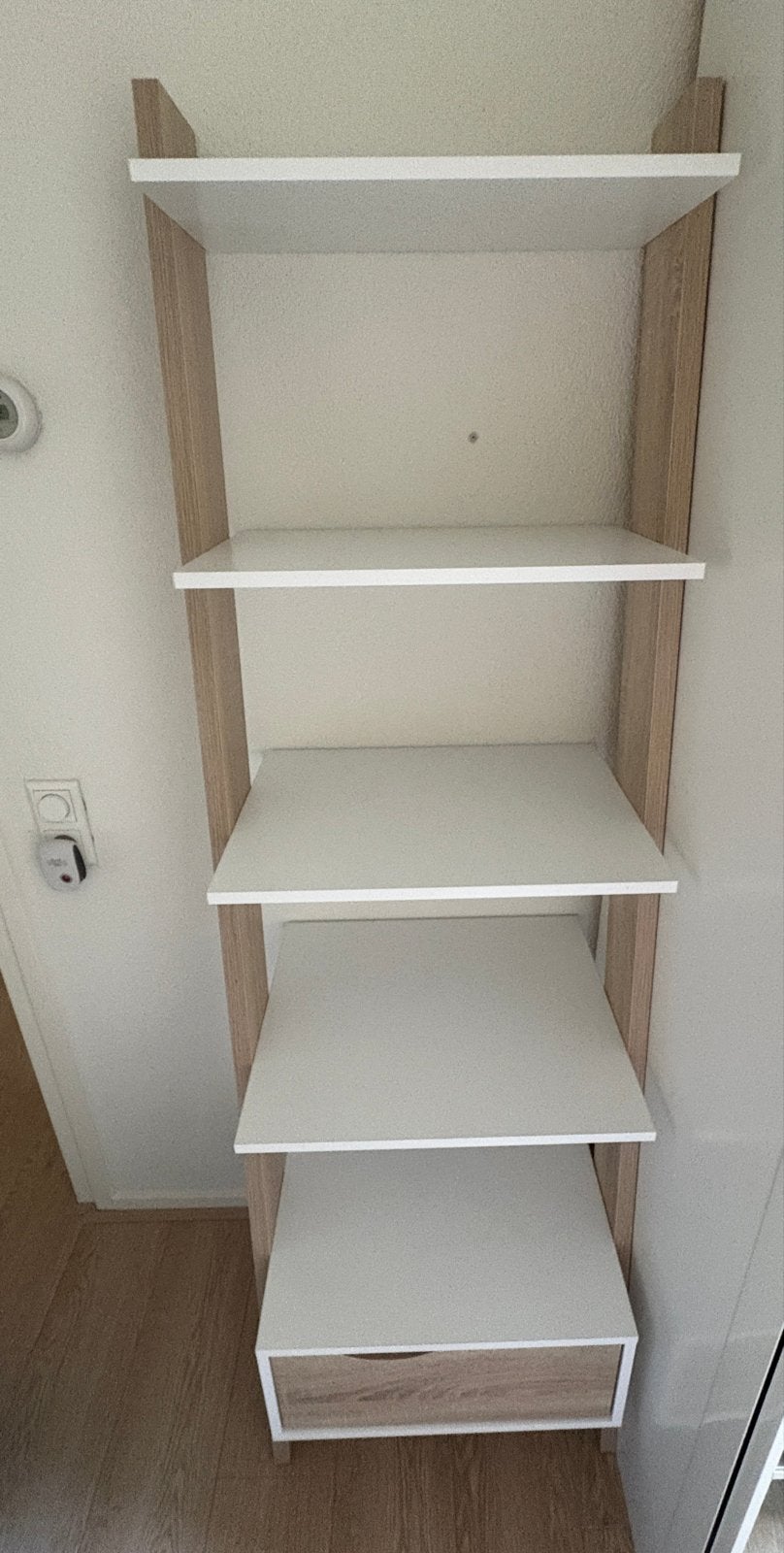Boekenkast wit/eikenkleur - 180x55x48 cm, Ophalen, Met plank(en), Gebruikt, 50 tot 100 cm