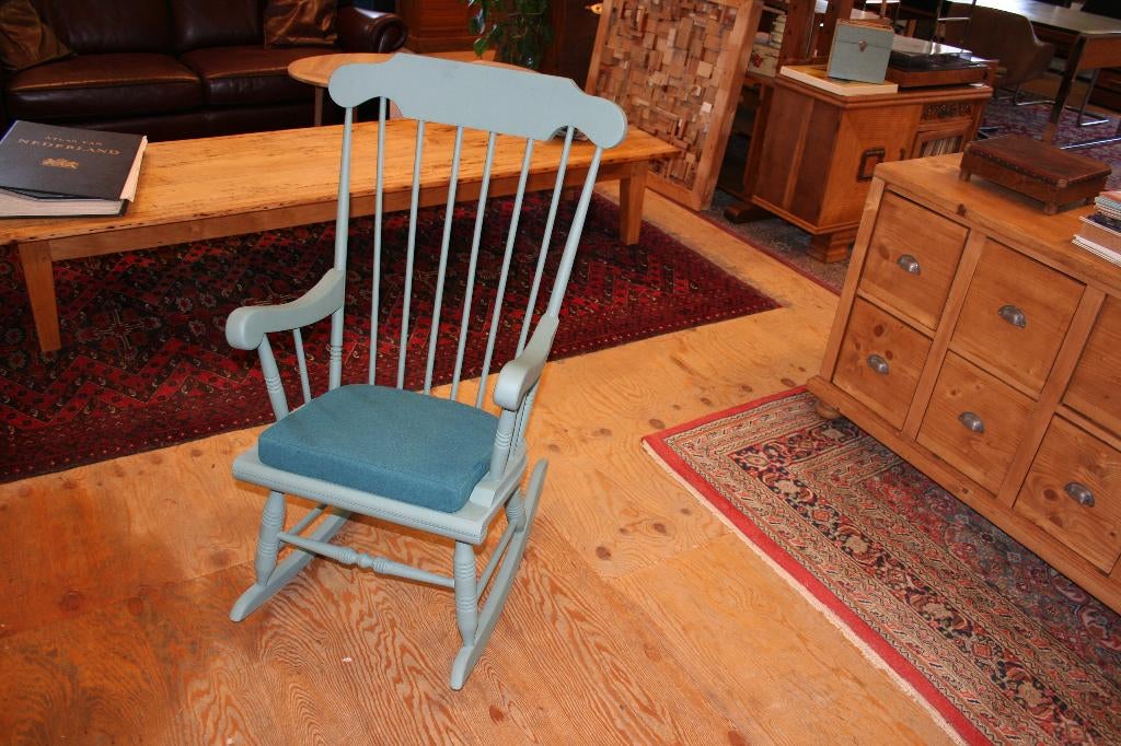 Vintage Houten Schommelstoel groen – Volledig Gerestaureerd, Ophalen