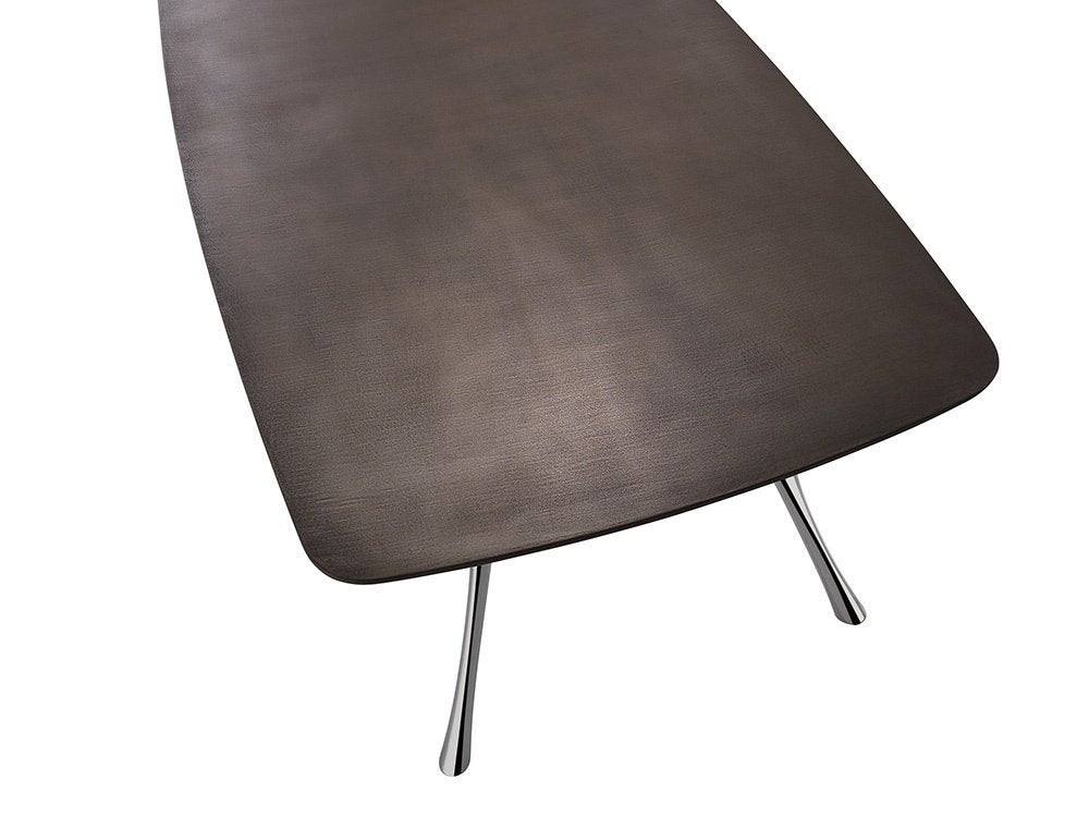 Design tafel, gepolijst aluminium frame, metal brons top, Huis en Inrichting, Tafels | Eettafels, Ophalen, 100 tot 150 cm, Design
