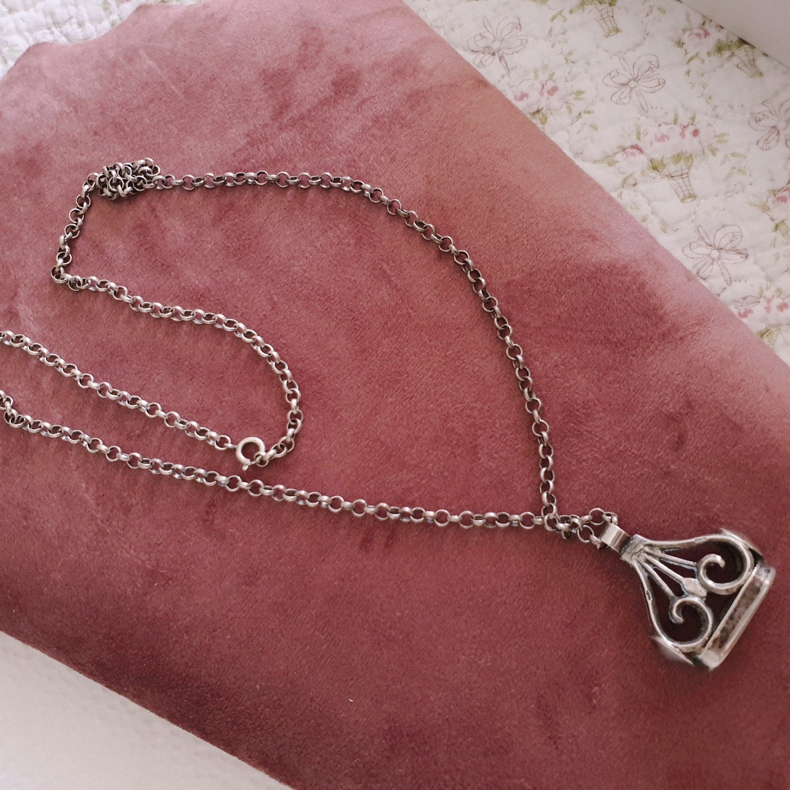 Zilveren Zeeuwse jasseronketting met signet hanger, Verzenden, Zilver, Hanger