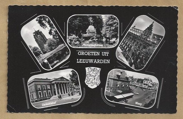 Oude Ansichtkaart Groeten uit Leeuwarden - Gelopen, Verzamelen, Ophalen of Verzenden, 1960 tot 1980, Gelopen, Friesland