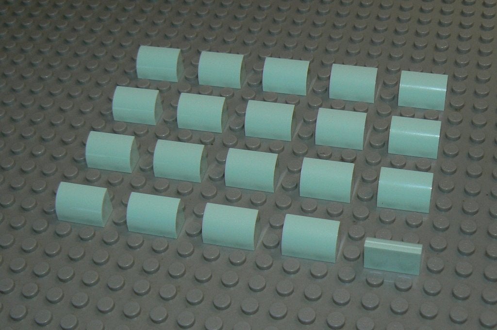 L627 Gebogen stenen 1x2 (hoog) light aqua 20 st., Ophalen of Verzenden, Nieuw, Losse stenen, Lego