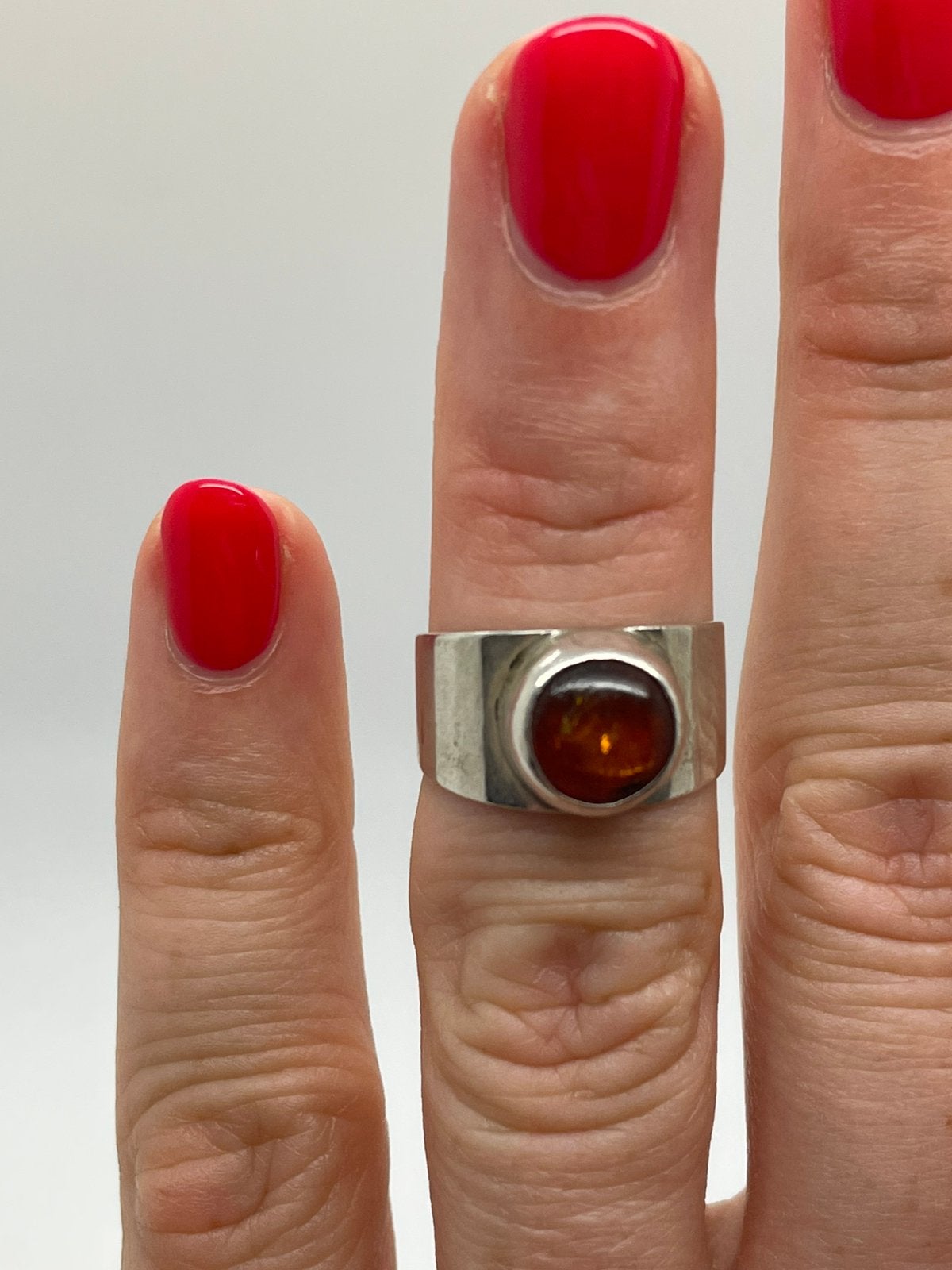 E335 Prachtige zilveren Georg Kramer ring maat 16, Ophalen of Verzenden, Zilver, Ring, Met edelsteen