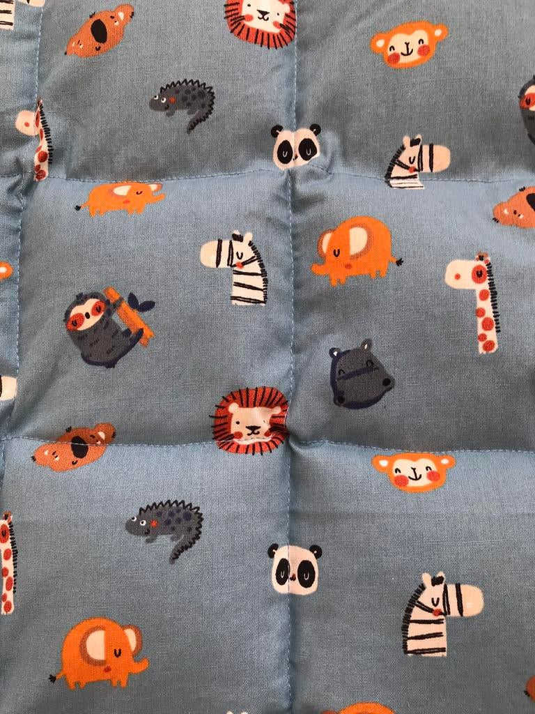 Warmtekussen, pittenzak, kruik. Blauw met diverse dieren, Ophalen, Nieuw, Blauw, Rechthoekig