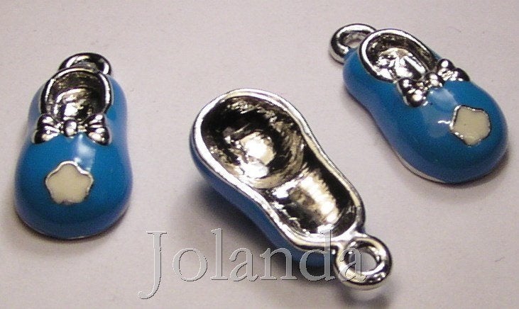 0851 Blauwe Metalen Geboorte Schoen Bedels, Overige merken, Overige materialen, Nieuw, Ophalen of Verzenden