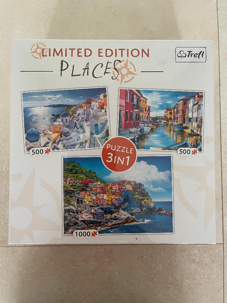 Puzzel Trefl places 3 in 1 - 2 x 500 stukjes,1 x1000 stukjes, Ophalen of Verzenden, 500 t/m 1500 stukjes, Nieuw, Legpuzzel
