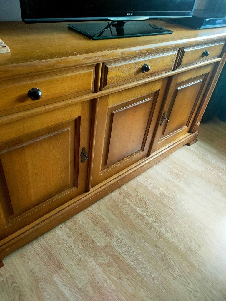 eiken dressoir met  bijpassende spiegel  150.00 euro samen, Huis en Inrichting, Ophalen, 150 tot 200 cm, Eikenhout, Met lade(s)