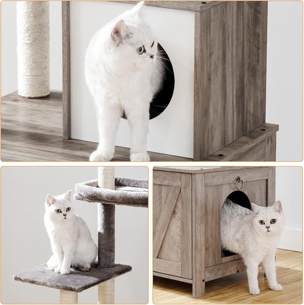 Foto 5 van Nieuw Kattenmeubel- krabpaal met kattenbak-60L x 48B x 150cm