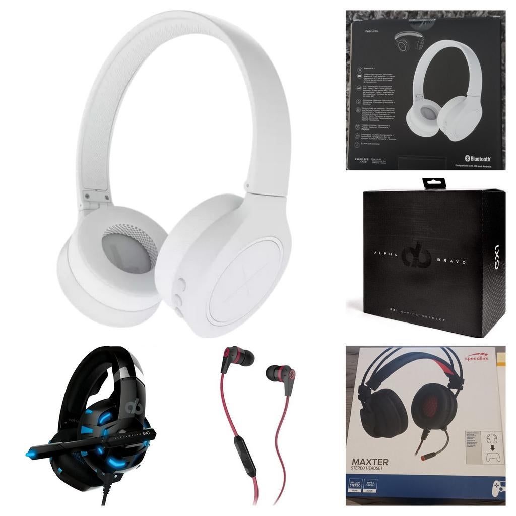 Koptelefoon + oordopjes + 2 headsets zie omschrijving nieuw, Audio, Tv en Foto, Koptelefoons, Overige merken, Nieuw, Draadloos