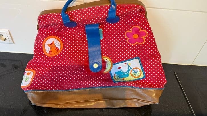 Lief! Kinderreistas/Weekendtas Rood met stippen en applicati, 40 tot 60 cm, Gebruikt, 20 tot 30 cm, Ophalen of Verzenden