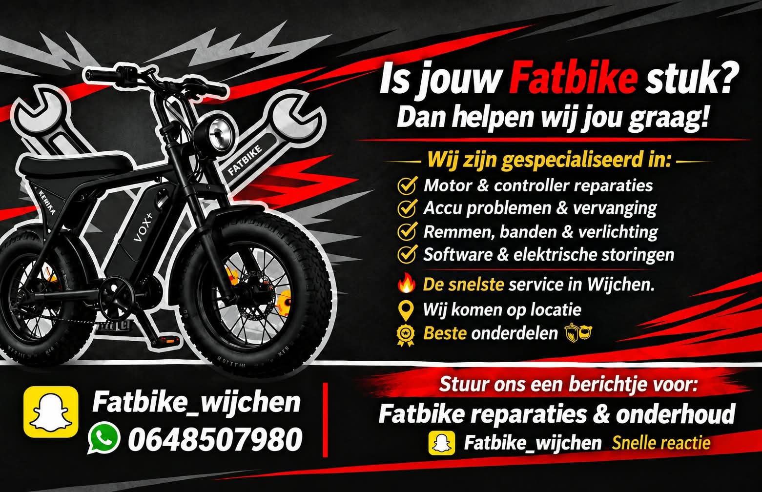 Fatbike onderhoud en reparaties aan huis., Diensten en Vakmensen, Mobiele service, Fietsreparatie