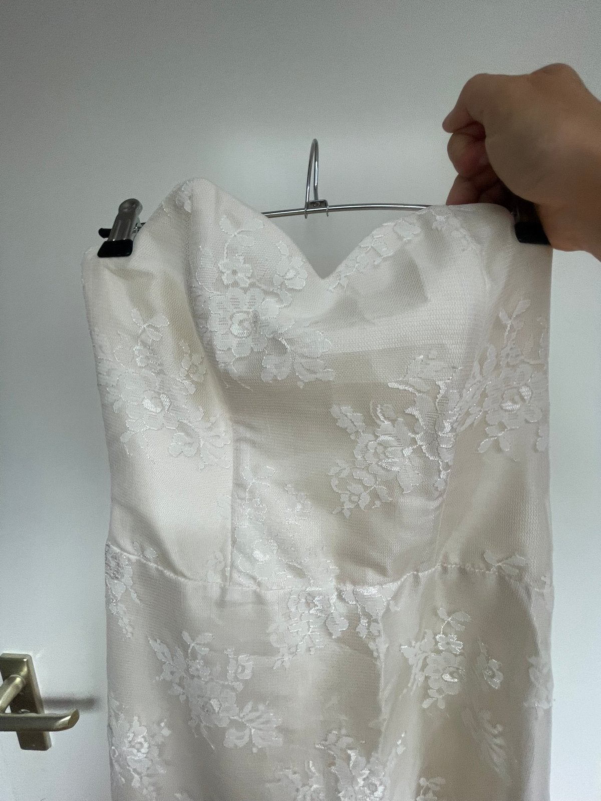 Lange strapless bruidsjurk met sleep maat 38, Ophalen of Verzenden, Nieuw, Wit, Trouwjurk