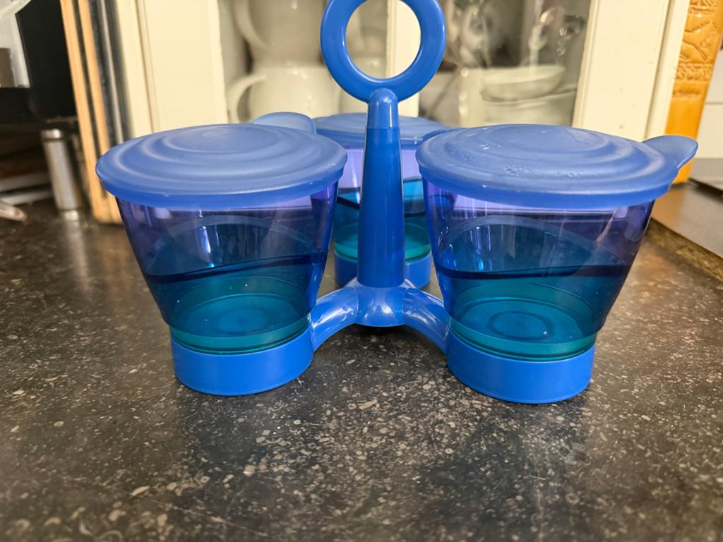 Tupperware Containers met Deksel - Set van 3, Verzenden, Gebruikt, Blauw, Bak of Kom