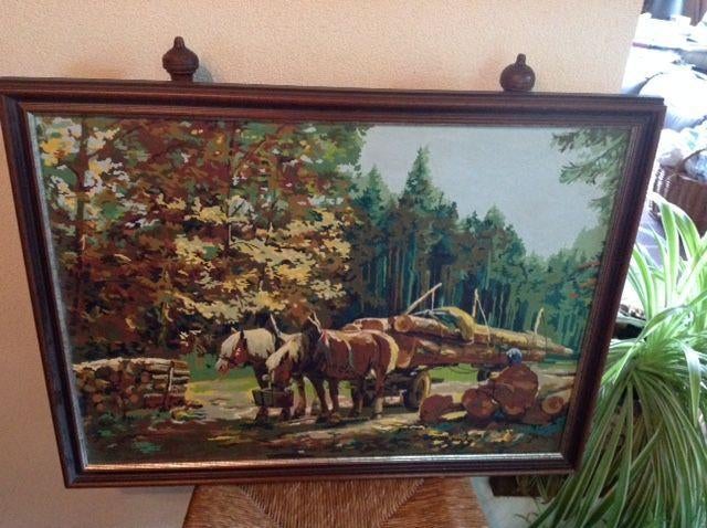 schilderij, paarden - ingelijst, Ophalen of Verzenden, Minder dan 50 cm, Schilderij, Minder dan 50 cm
