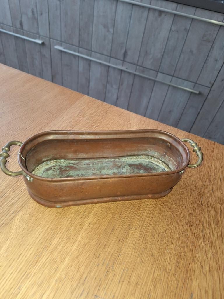 Koperen plantenbakje met handvatten, Ophalen of Verzenden