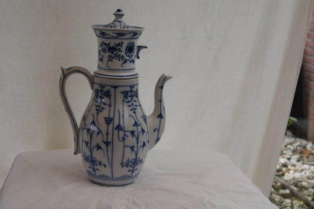 Antieke Delfts Blauwe Koffiepot met Chinees Decor, Antiek en Kunst, Ophalen