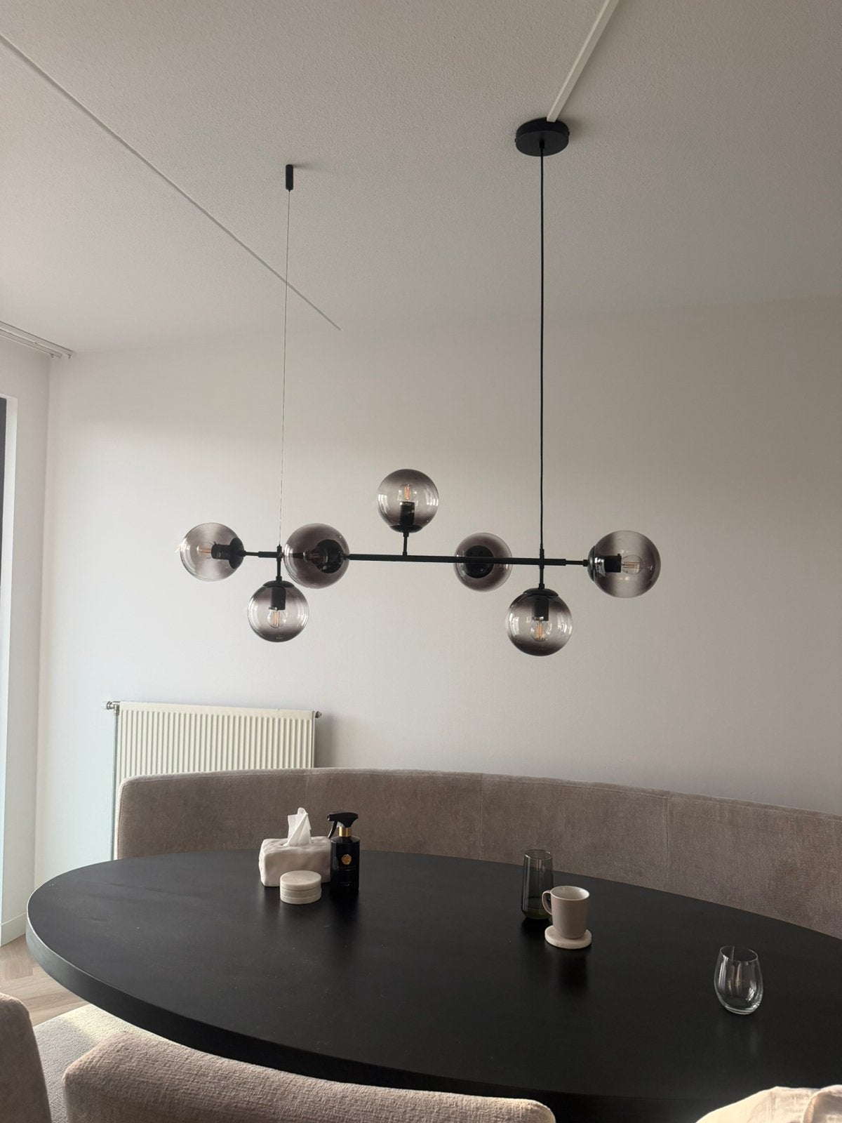 hanglamp Hepta met smoke glazen bollen, Ophalen, Zo goed als nieuw, Minder dan 50 cm