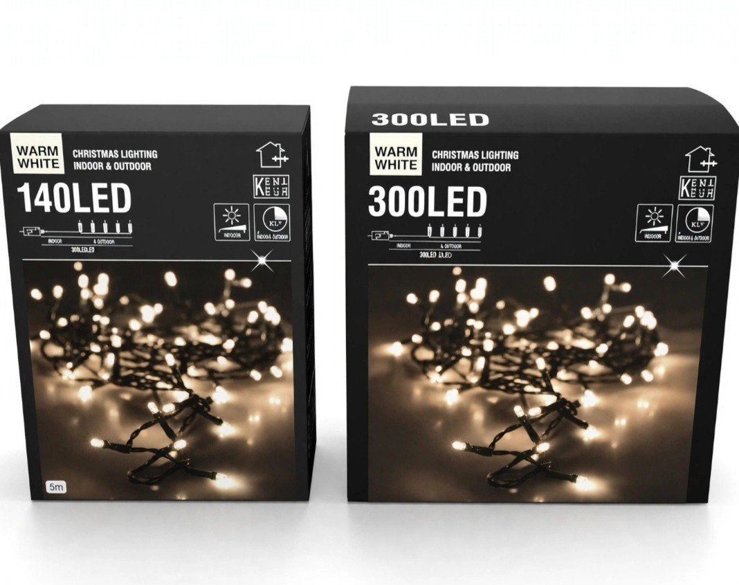 2x Kerstverlichting Warm White 140 LED + 300 LED, Diversen, Ophalen of Verzenden, Zo goed als nieuw