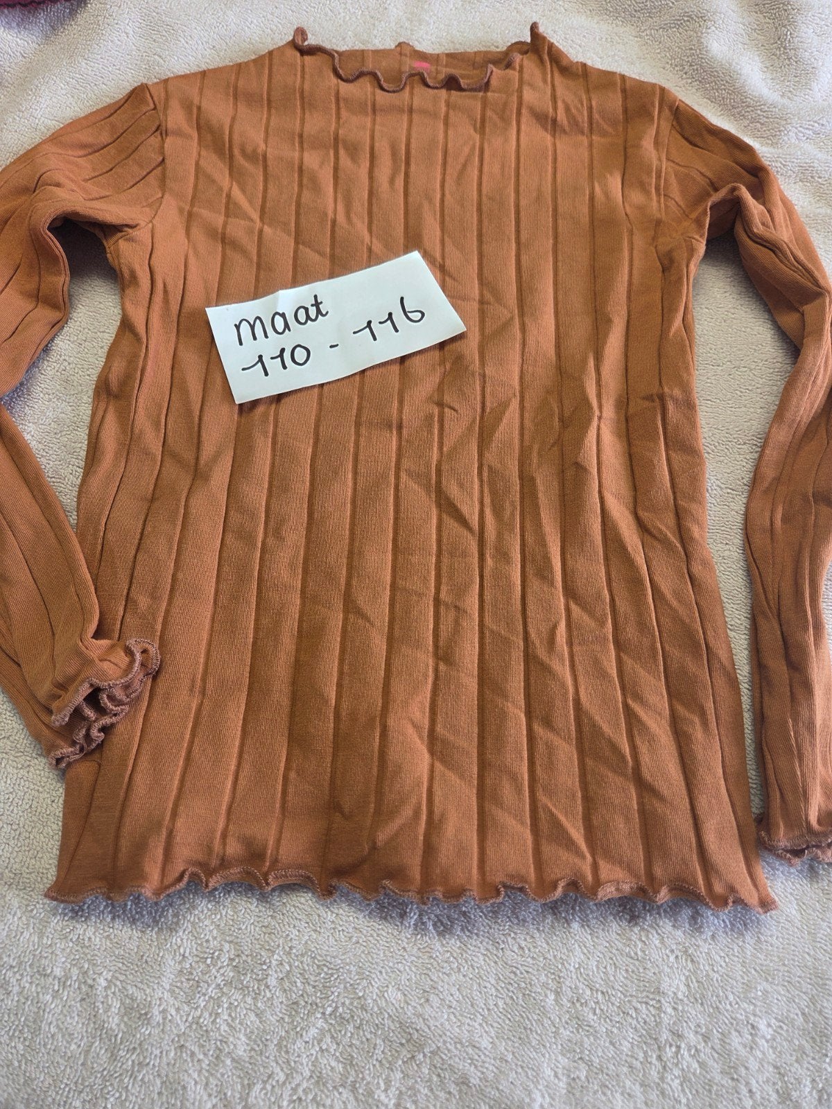Geribbelde longsleeve maat 110-116, Meisje, Ophalen of Verzenden, Zo goed als nieuw, Shirt of Longsleeve