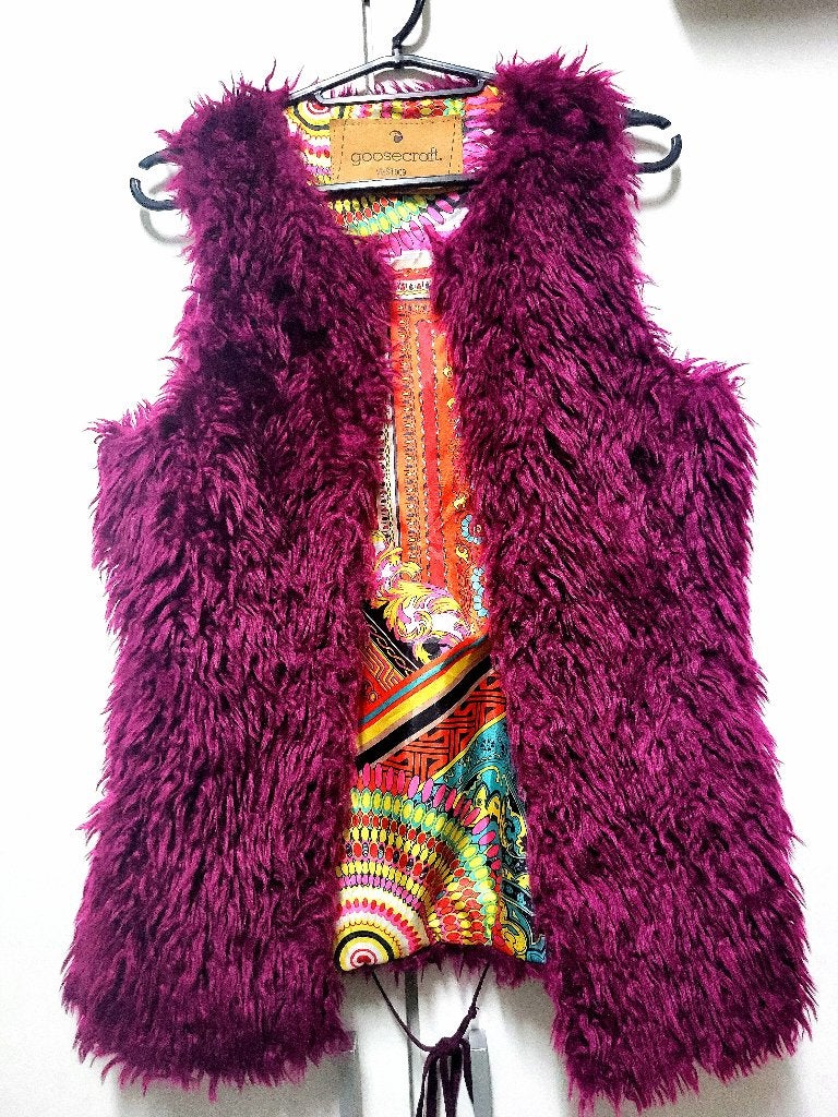 Goosecraft Faux Fur Gilet Bodywarmer Hippie Vintage Retro/70, Kleding | Dames, Goosecraft, Ophalen of Verzenden, Zo goed als nieuw