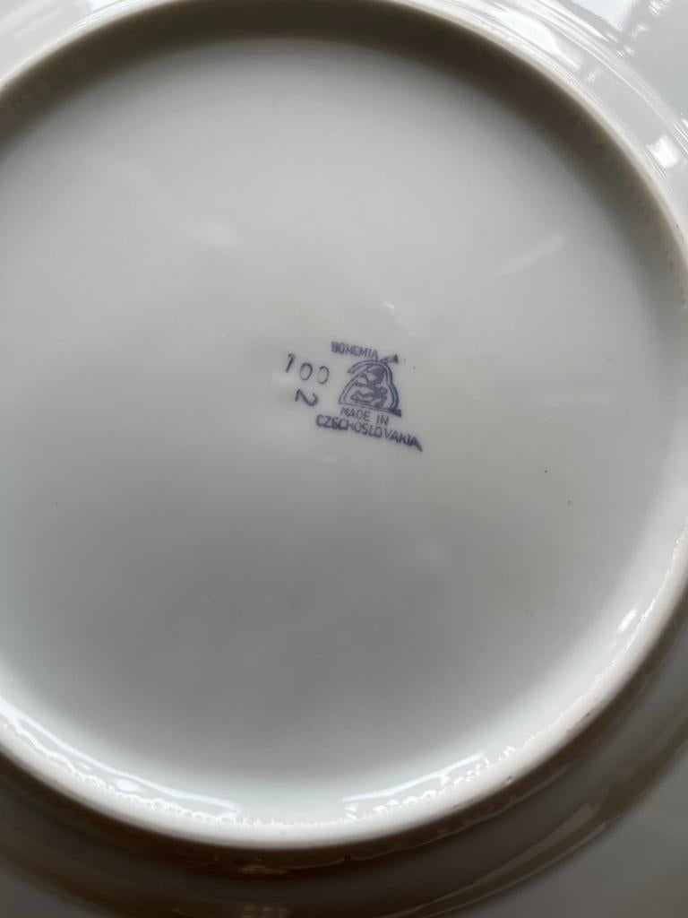 Servies compleet 12 delig met randje bladgoud Bohemia, Ophalen of Verzenden