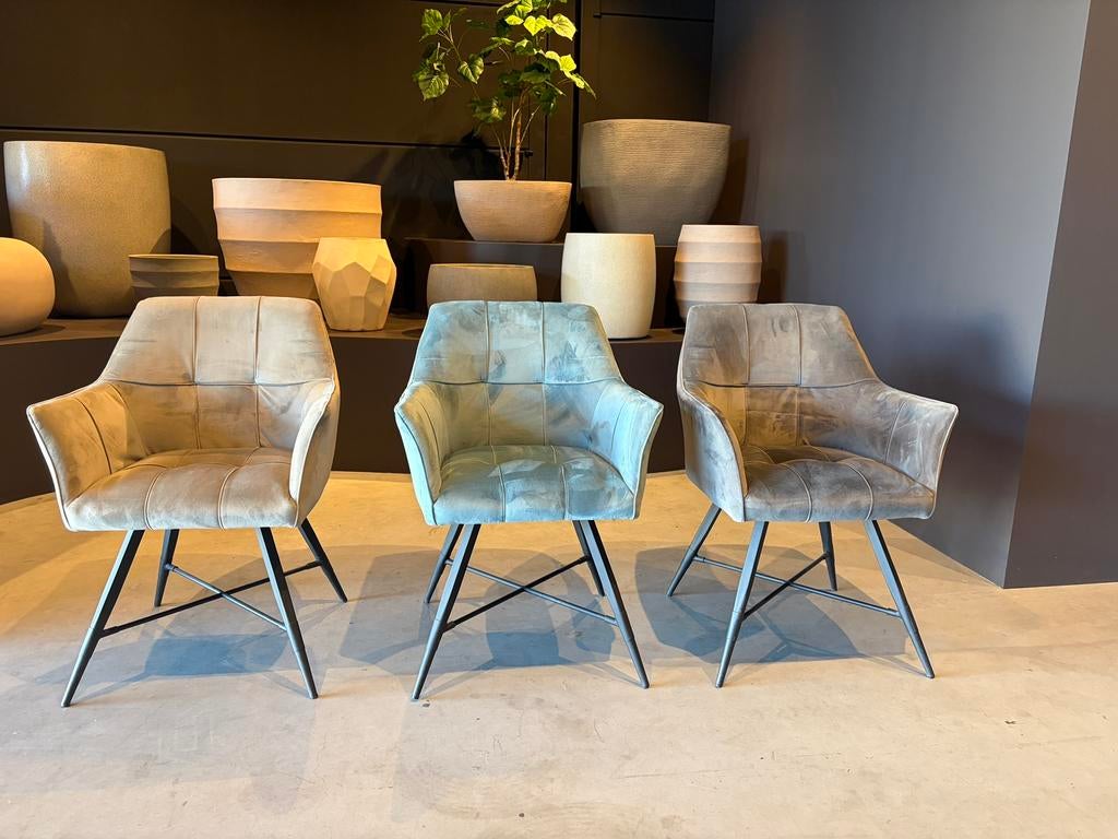 Velvet eetkamerstoelen - ZGAN, Ophalen, Zo goed als nieuw, Blauw, Vijf, Zes of meer stoelen