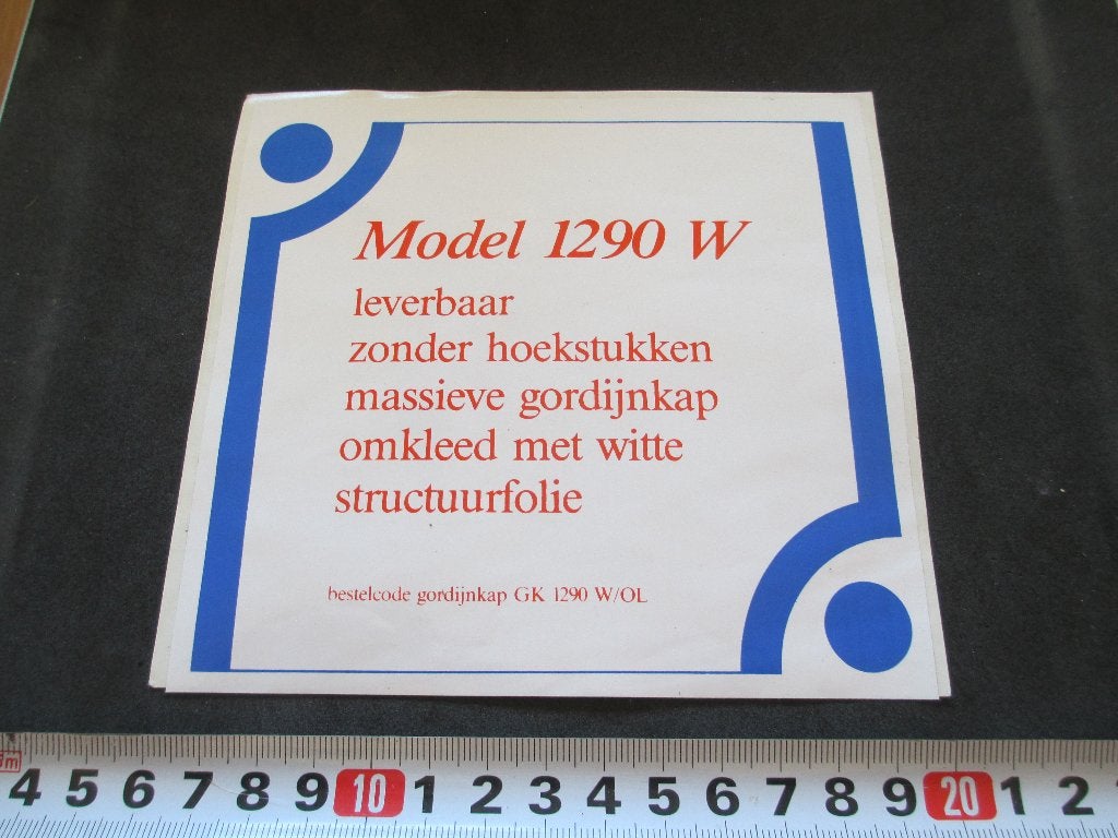 sticker Bestelcode gordijnkap GK 1290 W/OL, Ophalen of Verzenden, Zo goed als nieuw