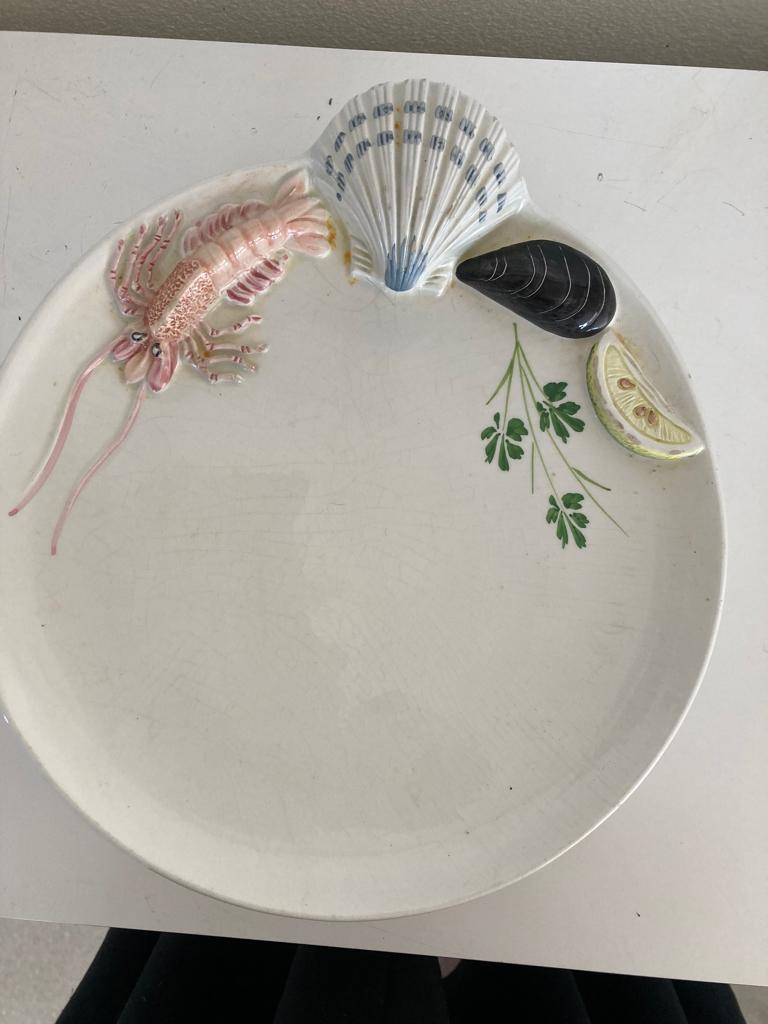 schaaldieren borden majolica Italy, Ophalen, Porselein, Overige stijlen, Bord(en)