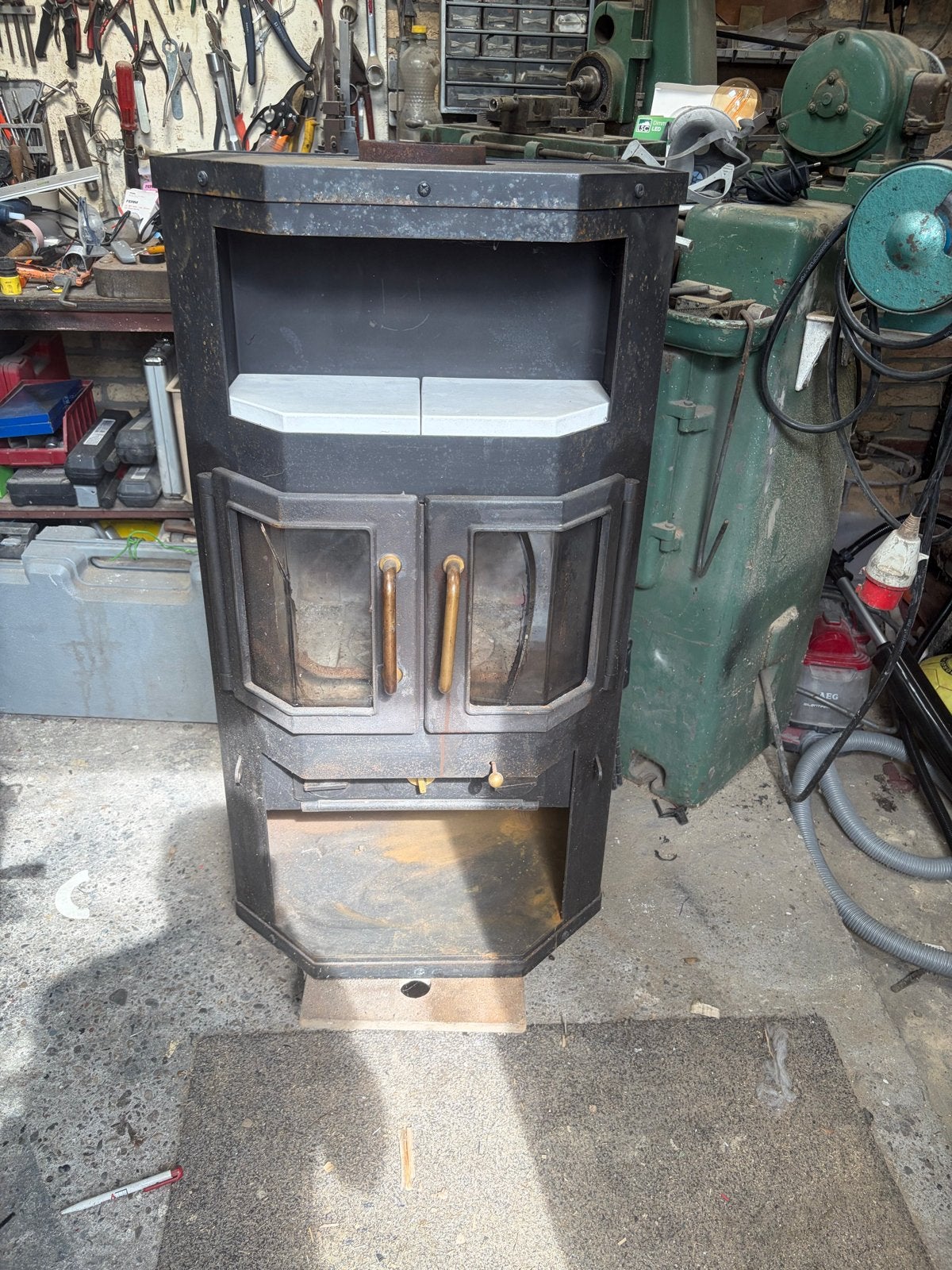 Gebruikte Houthaard Fireplace Kistokaj Santana C 8 kW, Ophalen, Gebruikt, Vrijstaande haard, Houthaard
