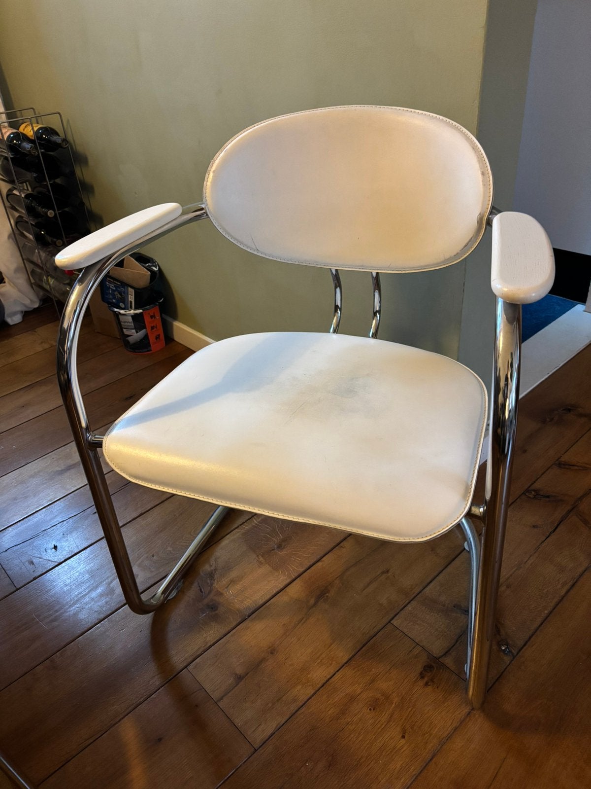 Design stoel Bauhaus vintage, Ophalen, Gebruikt, Wit, Leer