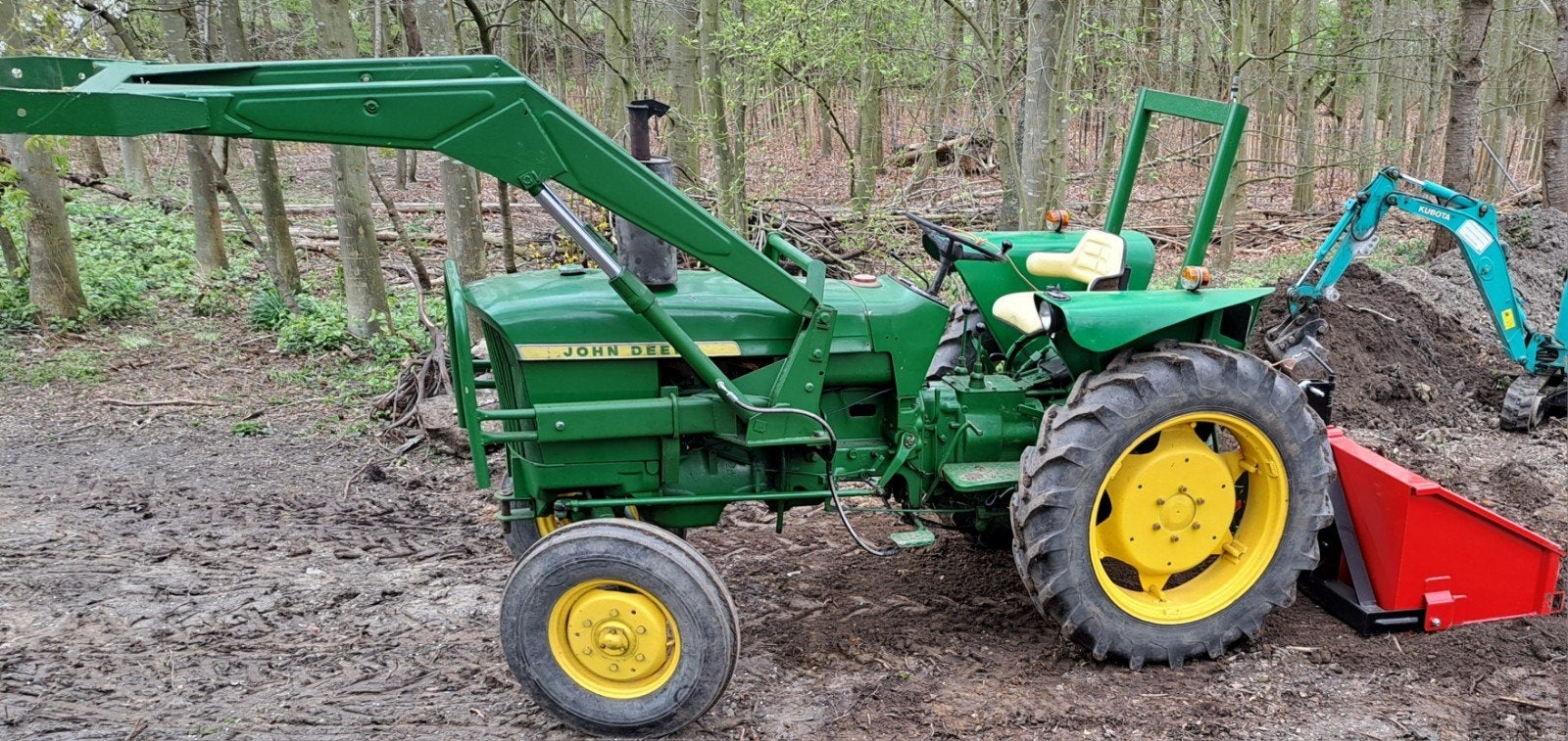 John Deere 310 met voorlader en NL kenteken, goed in de lak, Gebruikt, Tot 80 Pk, 5000 tot 7500, Ophalen