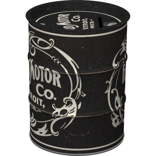 Ford Vintage logo zwart reclame spaarpot van metaal deco, Reclamebord, Info@deconoord.nl, Gebruikt, Deco Noord
