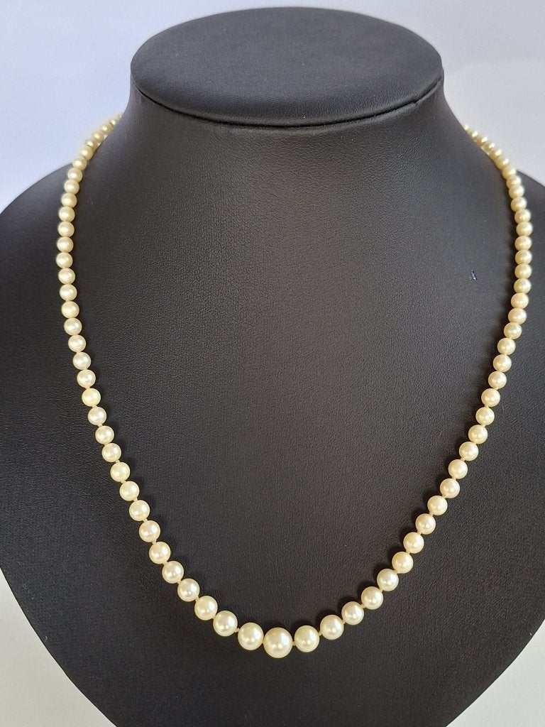 Antiek Frans 18-KT Goud Zoutwater Parel Ketting 49 CM, Ophalen of Verzenden, Goud, Ketting, Met edelsteen