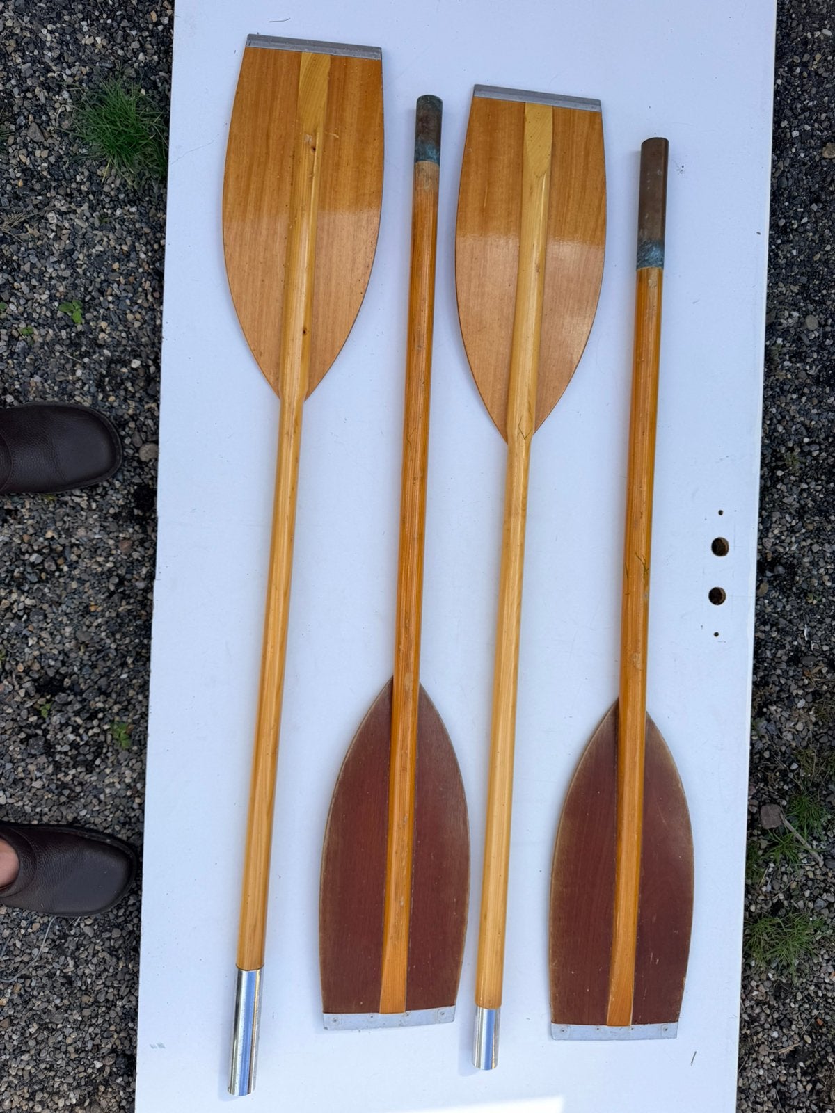 Vintage houten peddels voor kajak  klepper en kober, Ophalen, Gebruikt, Dubbelbladige peddel