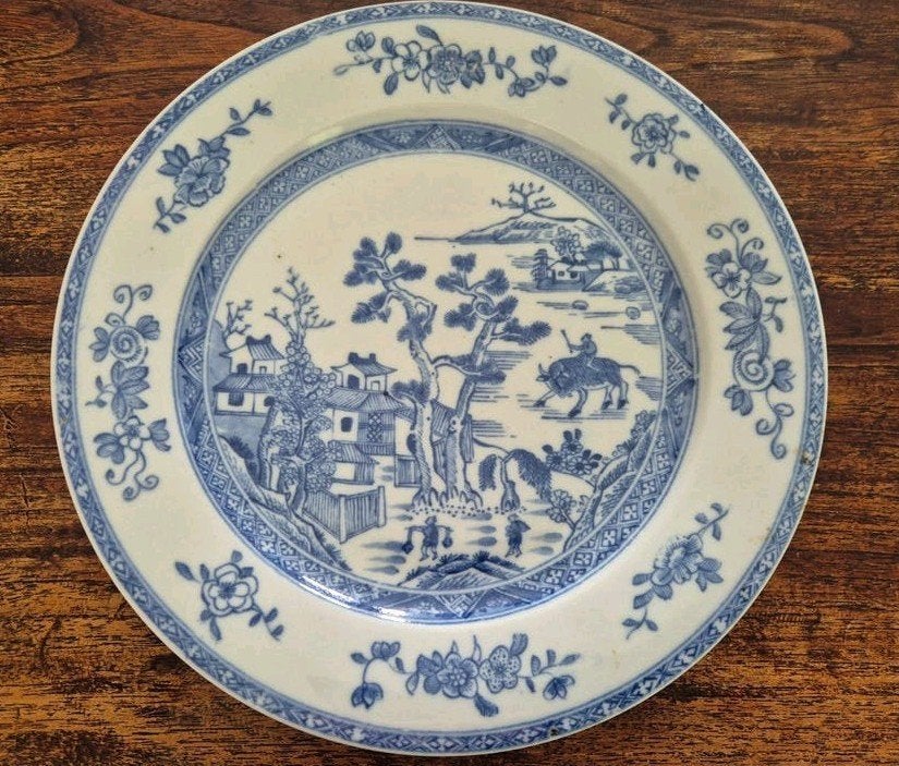 Chinees blauwwit porseleinen bord, 23cm, Kangxi stijl, Ophalen of Verzenden