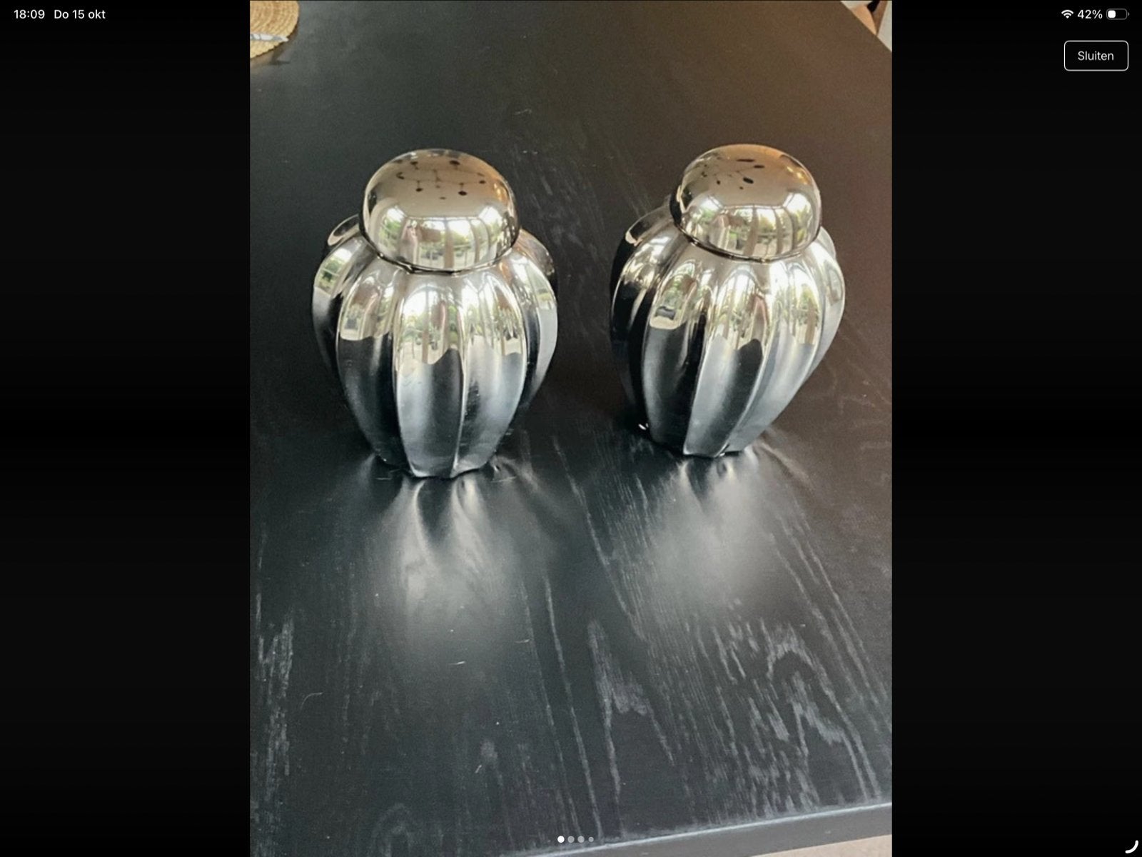 Set van 2 zilverkleurige vazen/potten met deksel - SIA, Met deksel, Ophalen of Verzenden, Zo goed als nieuw, 22 cm