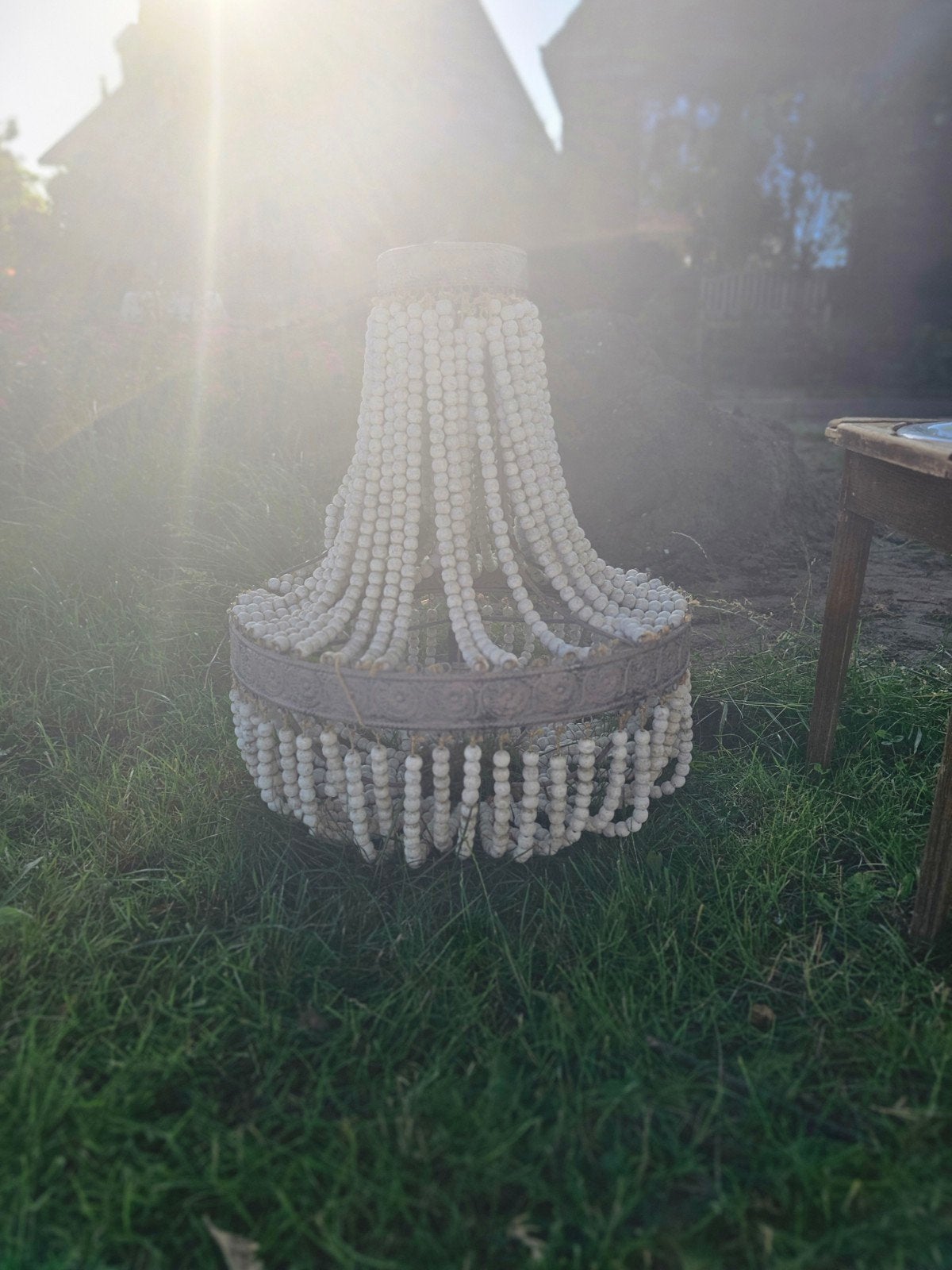 Grote kralen kroonluchter Light & Living XL, Ophalen of Verzenden, Gebruikt, Overige materialen, Bohemian, Landelijk